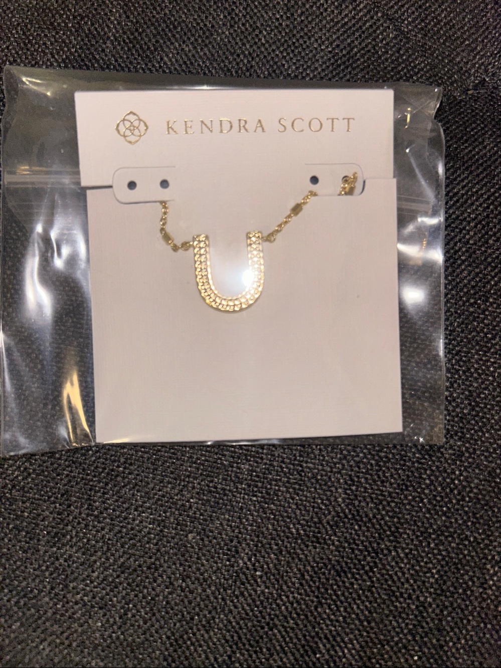 Kendra Scott Gold Horseshoe Pendant Necklace with Branded Pouch - Picture 2 of 3